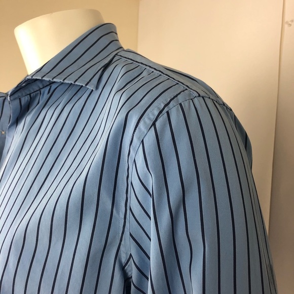 Express Design Studio Men’s Dress Shirt Blue Stripe Classic Fit Size M 15-15.5 - Picture 3 of 13